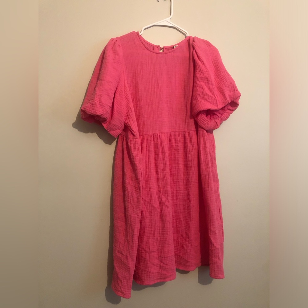 Grace + Karma Pink Puff Sleeve Boutique Dress